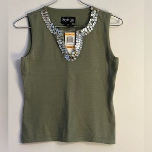 Style&Co Green Beaded Shirt